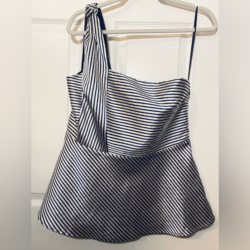 Banana Republic Striped One Shoulder Peplum Top Size 10
